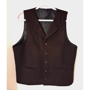 Botvela Men Brown Wool Blend Button-Front Newsboy Vest Lined Pockets Sz L